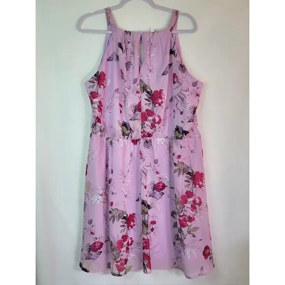 MAURICES Purple Lavender Floral Keyhole Tank Dress Women's Plus Size 1XL 16/18 - Picture 4 of 12